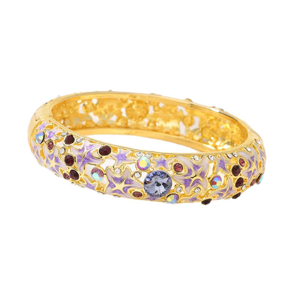 Starfish Enamel & Diamond Bracelet | New Chinese Style | Blue, Pink & Purple