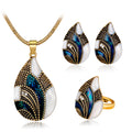 Water Drop Jewelry Set | Necklace, Earrings & Ring | Gold & Silver