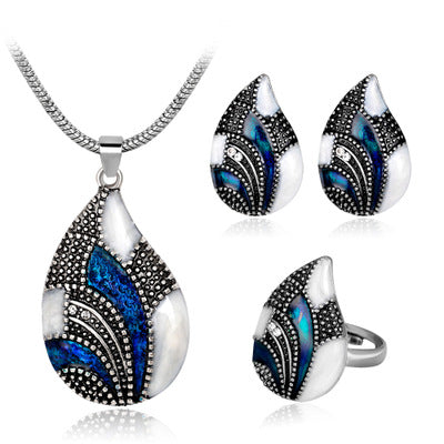 Water Drop Jewelry Set | Necklace, Earrings & Ring | Gold & Silver