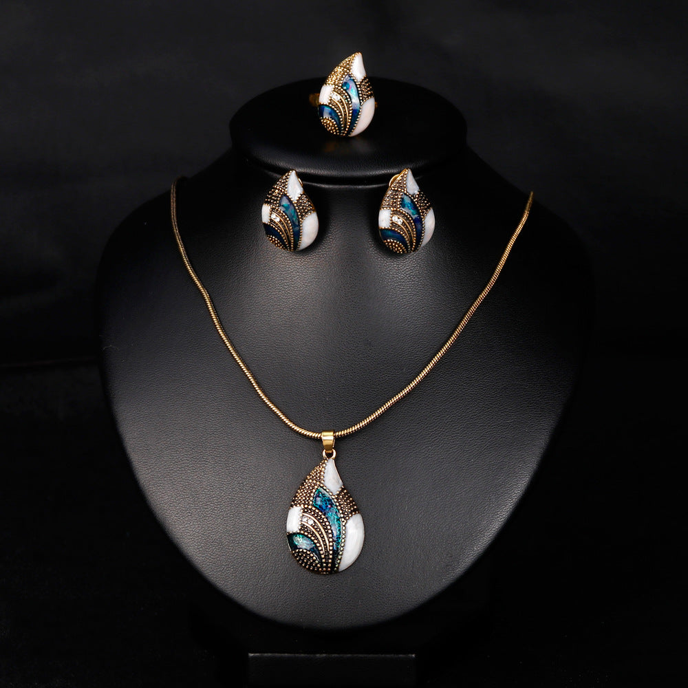Water Drop Jewelry Set | Necklace, Earrings & Ring | Gold & Silver