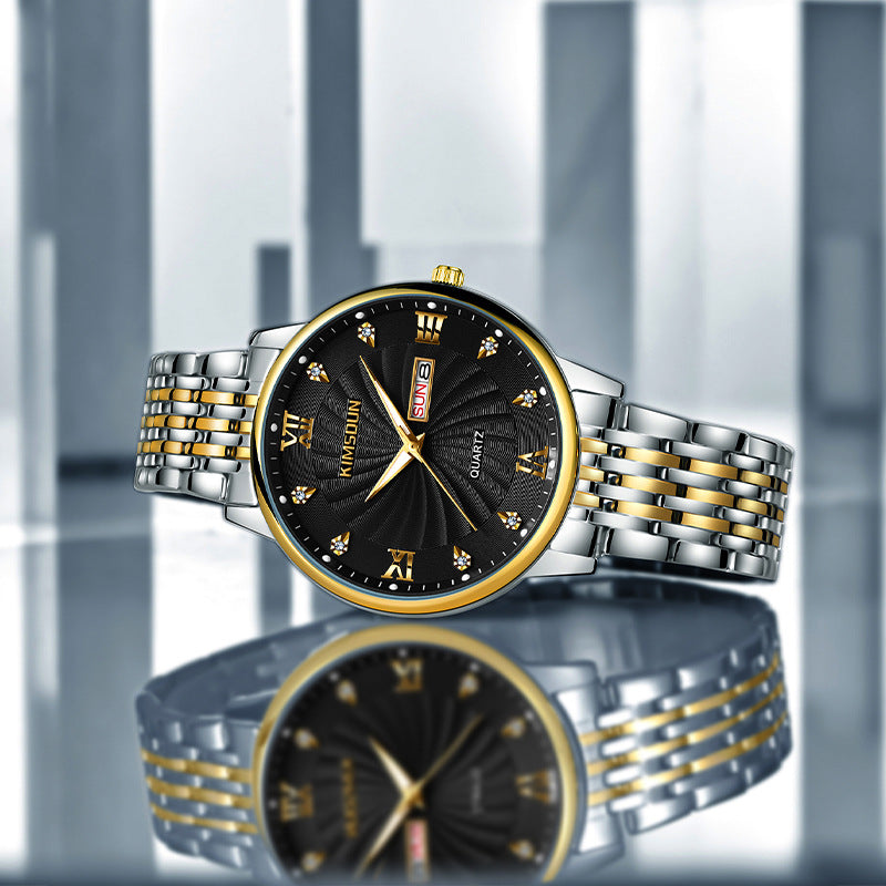 Men's Calendar Quartz Watch | Luminous Hands | 42mm | Day & Date | Steel & Leather | 8 Styles
