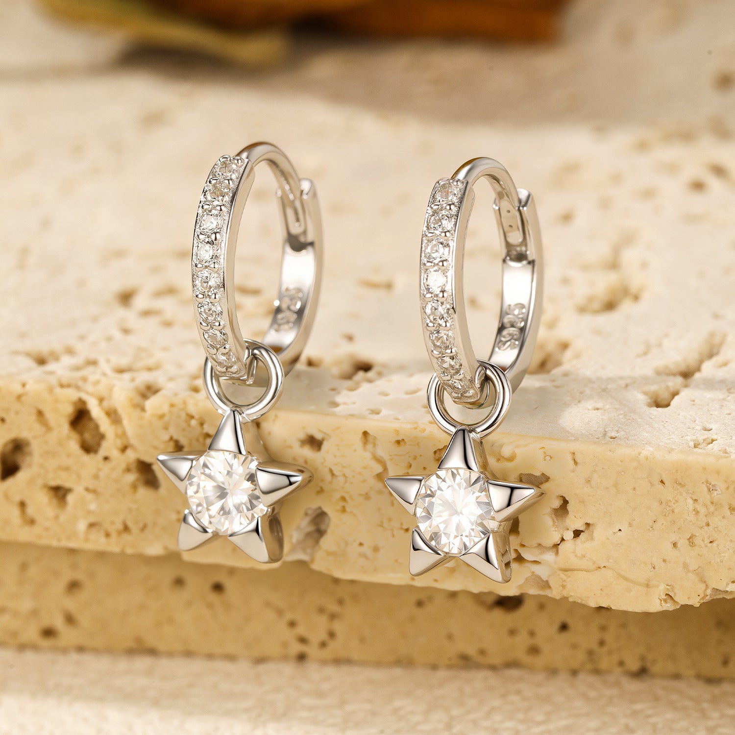 S925 Sterling Silver Diamond Star Earrings | Five-Pointed Star | Versatile Fine Jewelry