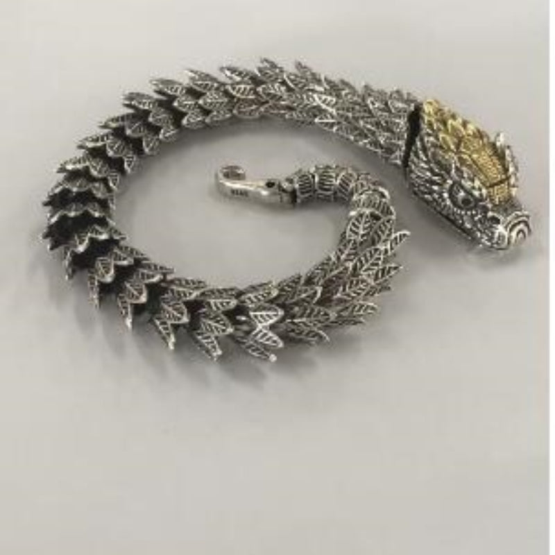 Black Snake Silver-plated Bracelet,Men's Retro Style