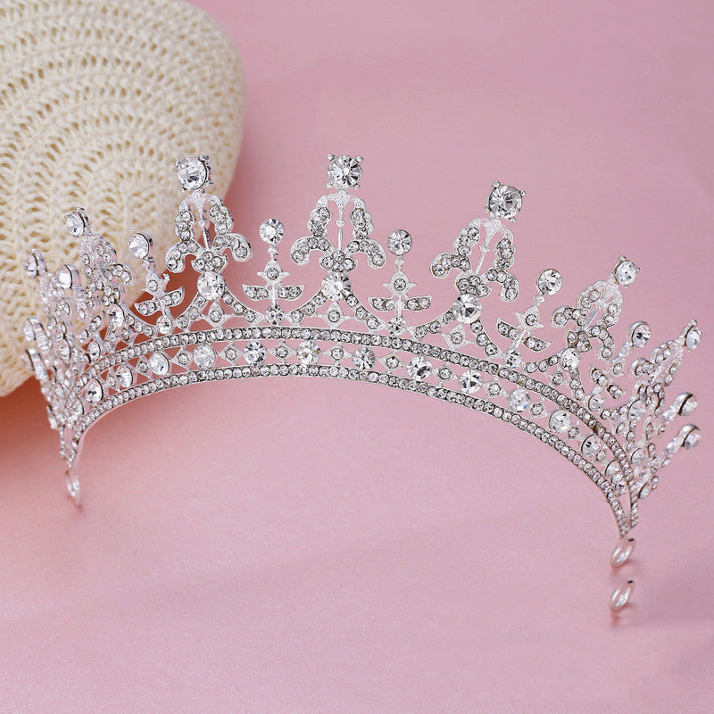 Queen Bridal Wedding Crown Headdress | Diamond Detail | 3 Finishes | Bridal Hair Jewelry