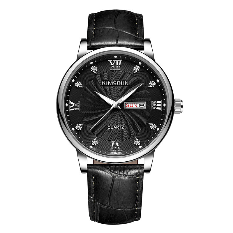 Men's Calendar Quartz Watch | Luminous Hands | 42mm | Day & Date | Steel & Leather | 8 Styles
