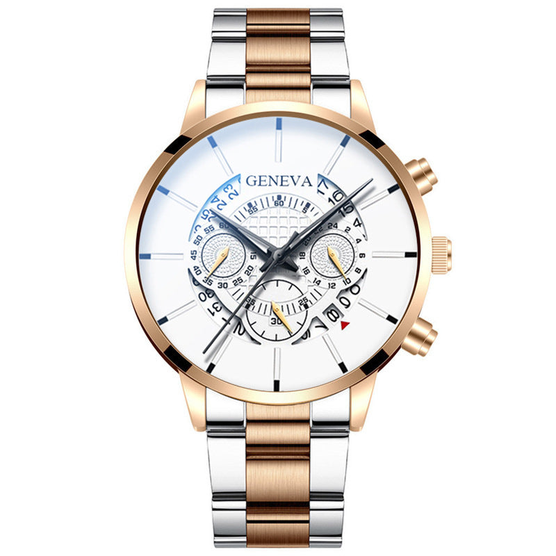 Steel Band Calendar Quartz Watch | 43mm | 10 Colors