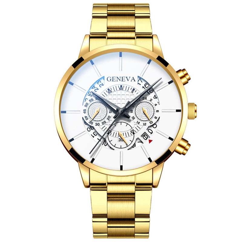 Steel Band Calendar Quartz Watch | 43mm | 10 Colors