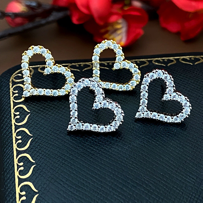 Hollowed-Out Heart Stud Earrings | Korean Style | Gold & Silver | All-Match