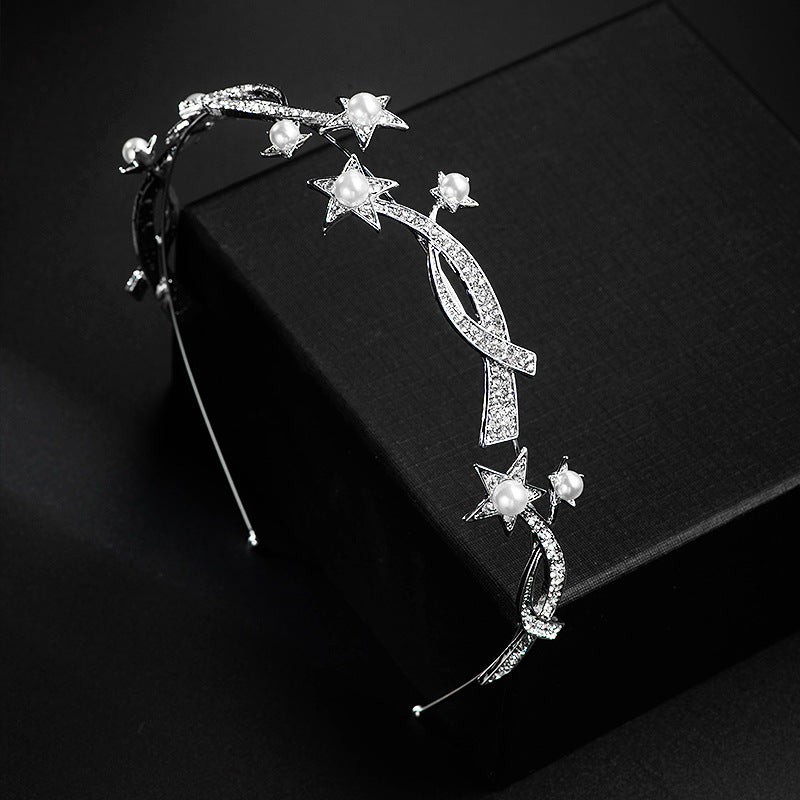 Princess Bridal Crown Headband | Wave Shape | 28cm | Electroplated Alloy | Bridal Hair Jewelry