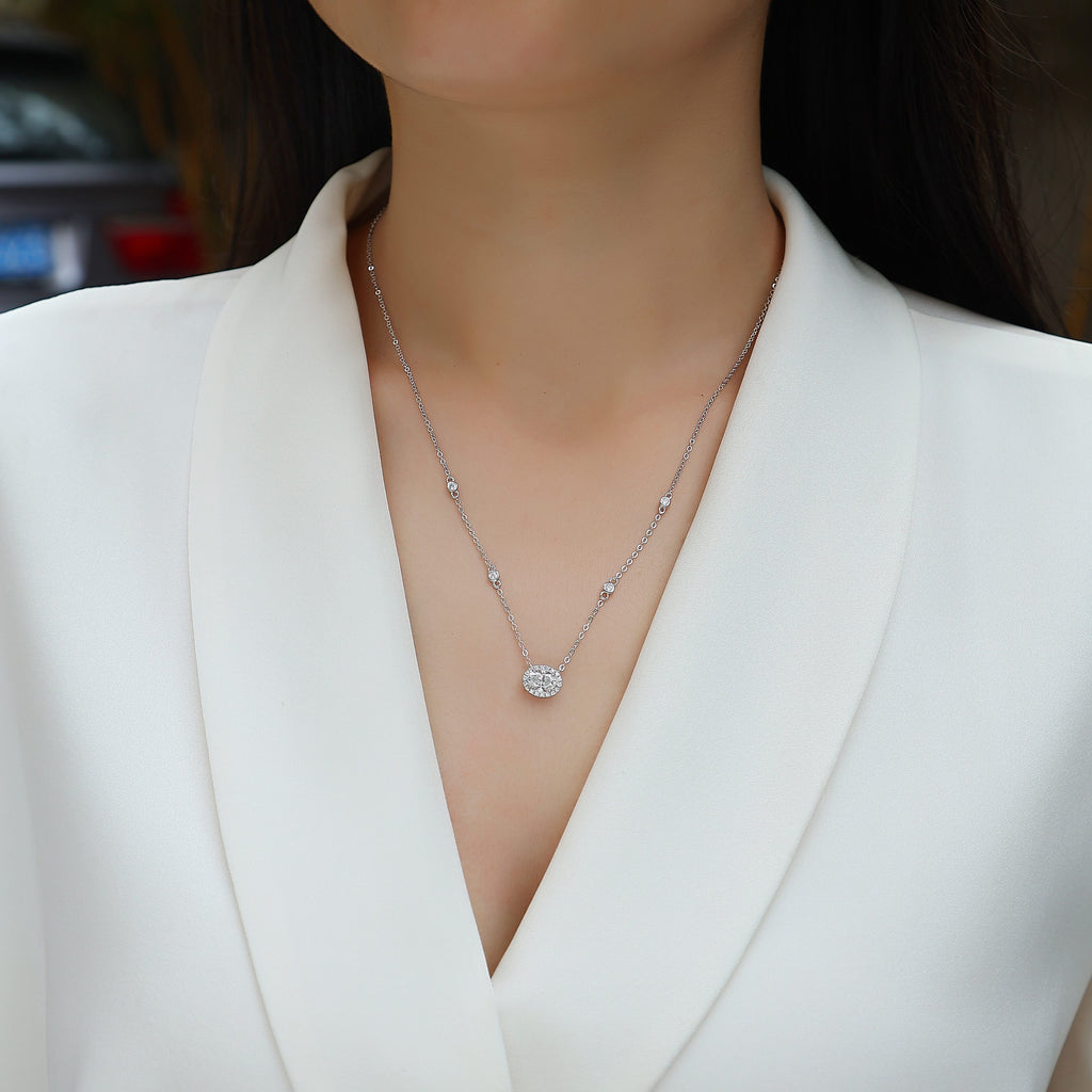 White Summer Night - A Fashionable And Luxurious Diamond Jewelry Pendant Set
