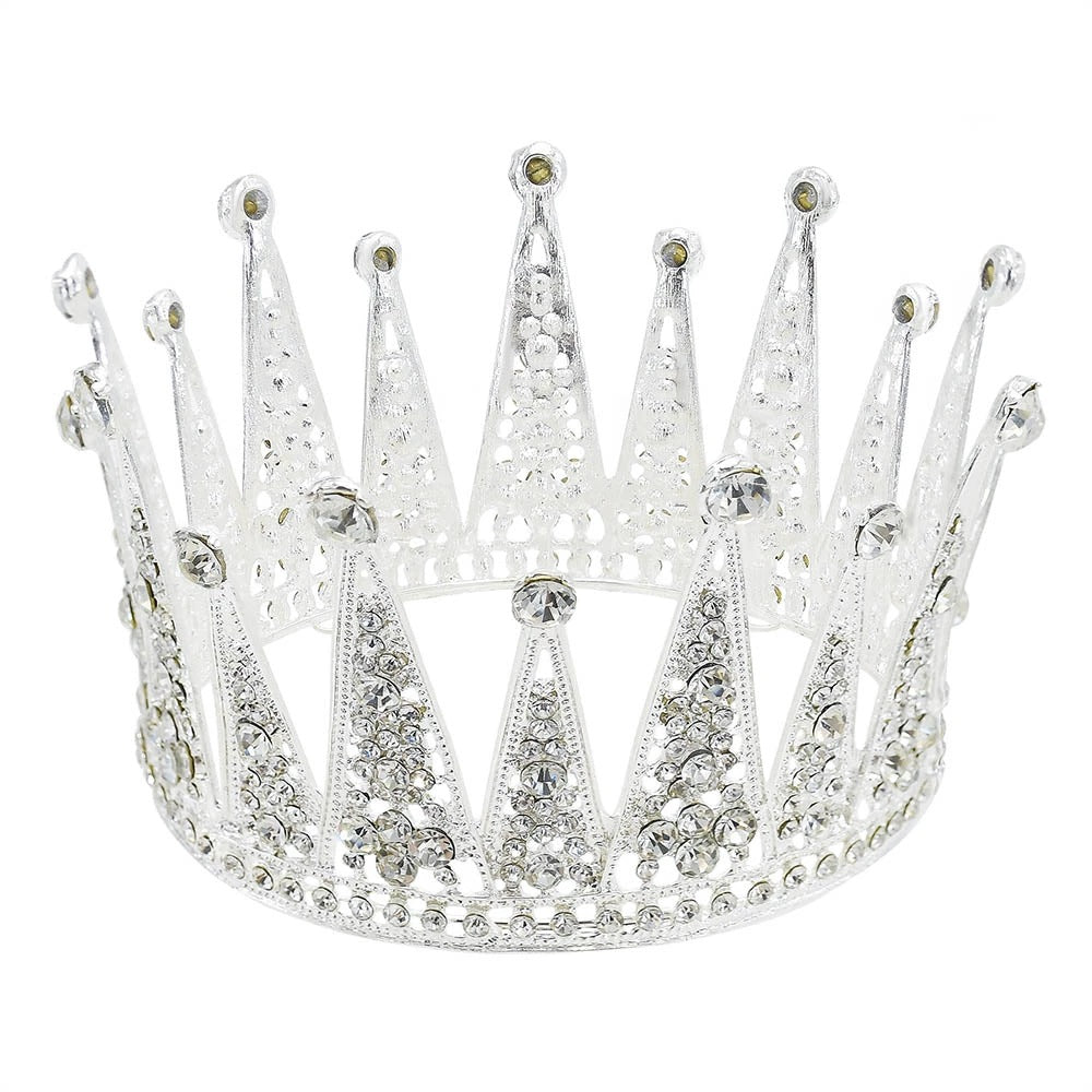 Bridal Diamond Crown | Hollow Alloy | Hair Accessory | Silver | Wedding & Occasion