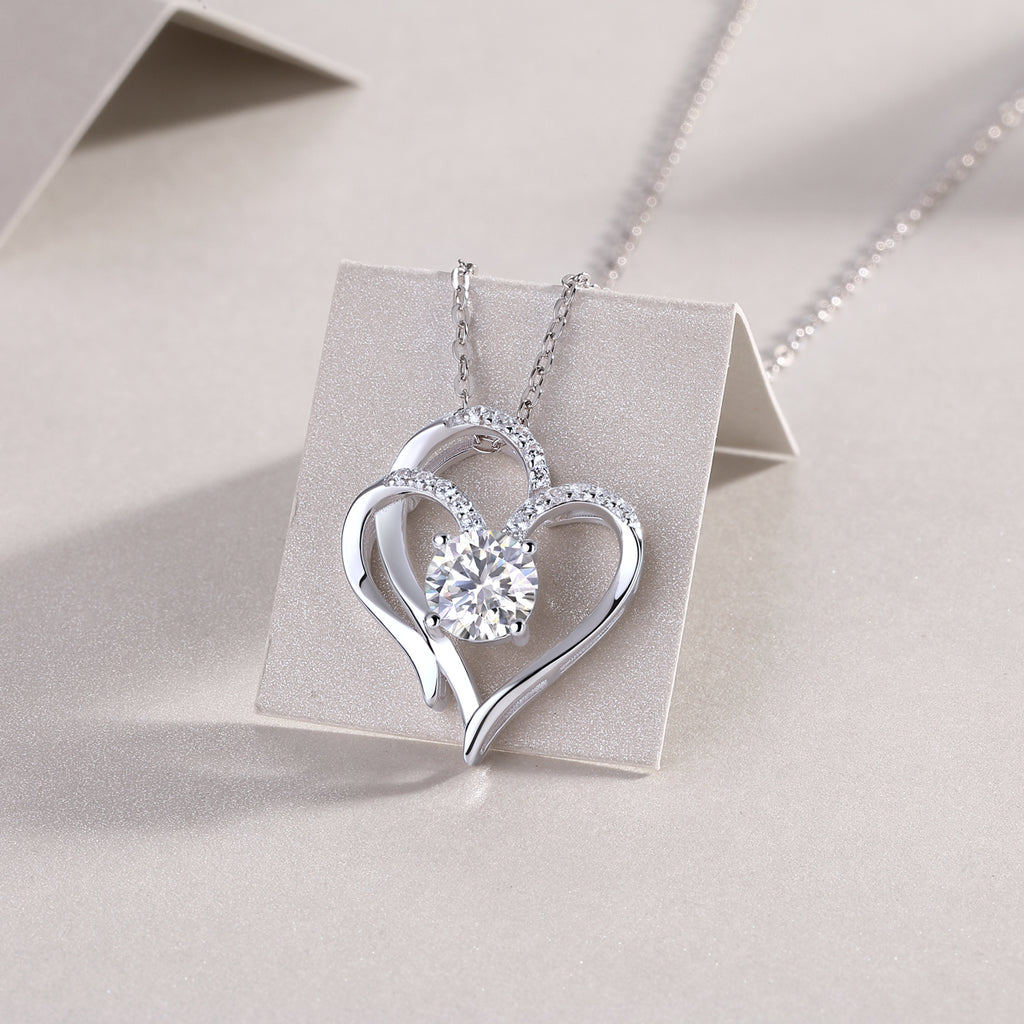 Heart To Heart Connected - 1-Carat Moissanite Pendant Necklace