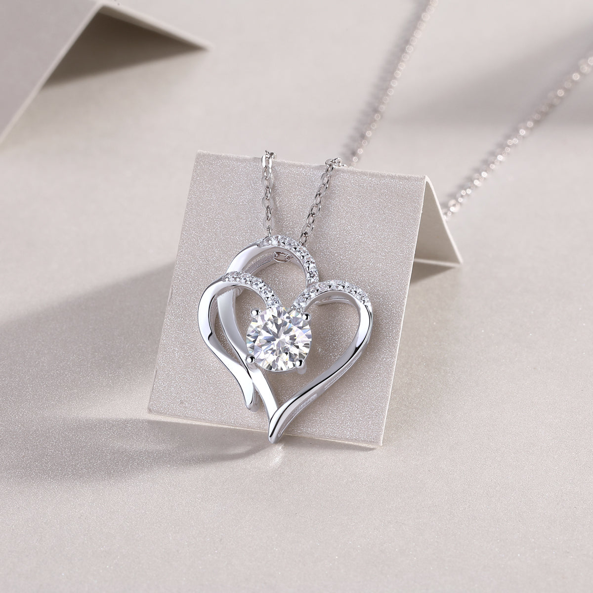 Heart To Heart Connected - 1-Carat Moissanite Pendant Necklace