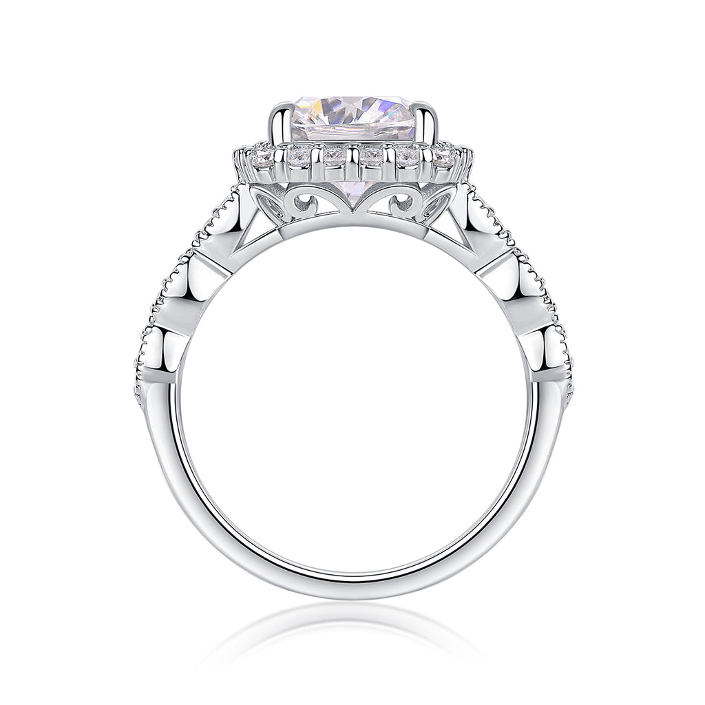S925 Sterling Silver Cushion-Cut Moissanite Ring | 8.5mm | Platinum Plated | Sizes 5–9