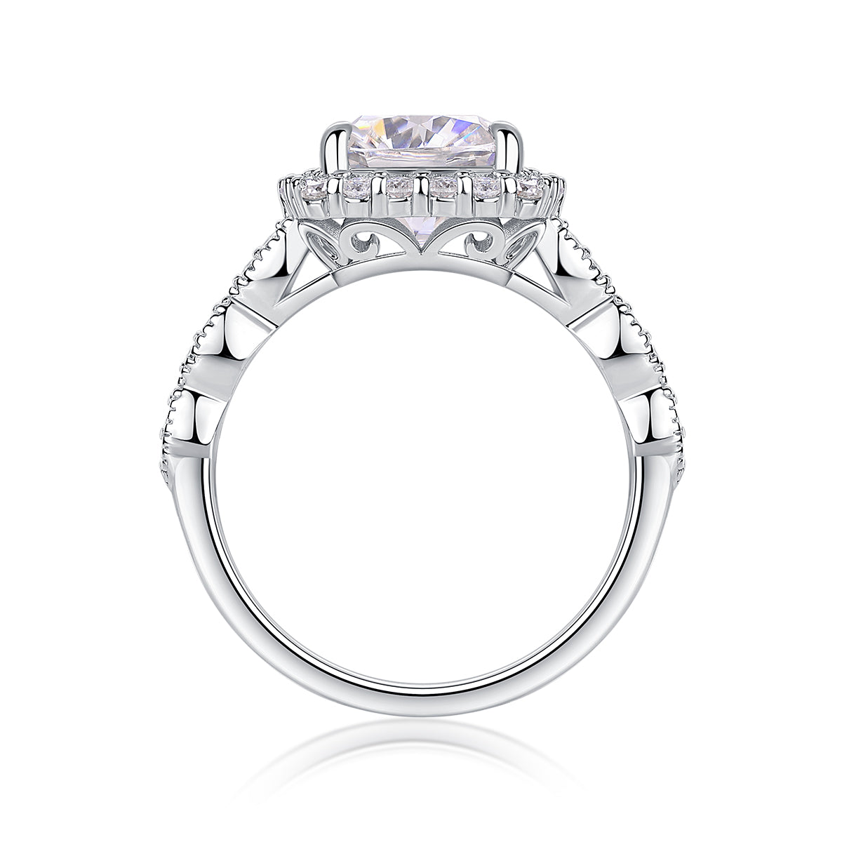 S925 Sterling Silver Cushion-Cut Moissanite Ring | 8.5mm | Platinum Plated | Sizes 5–9