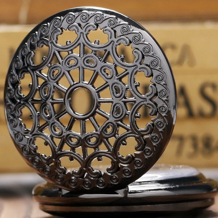 Retro Spider Web Flip Pocket Watch | Antique Gun Metal | 3 Dial Styles | Unisex Statement Watch