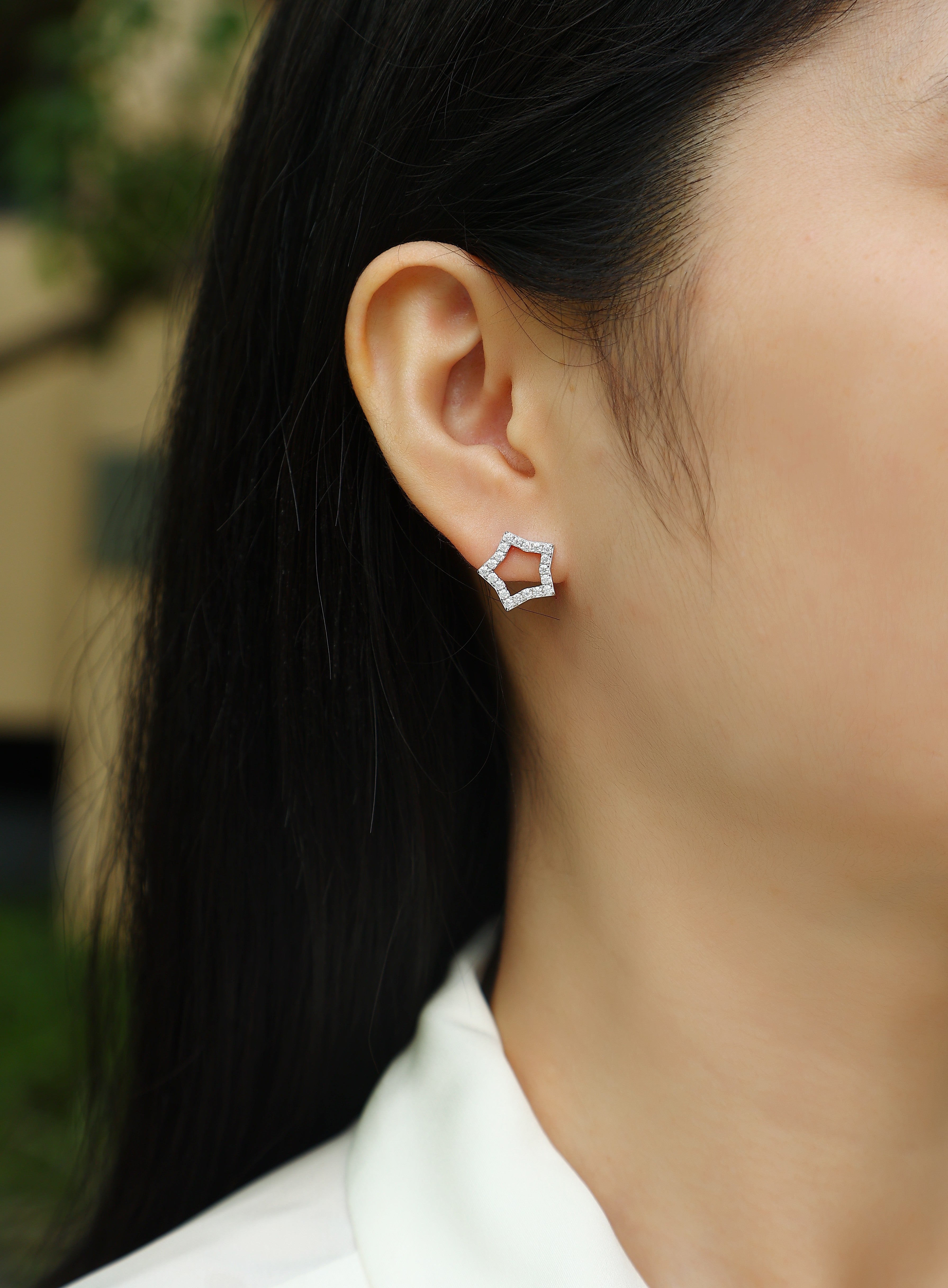 Tonight New Star - Moissanite Sterling Silver Earrings