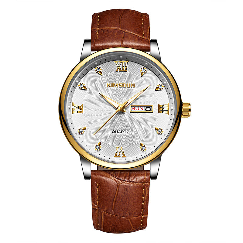 Men's Calendar Quartz Watch | Luminous Hands | 42mm | Day & Date | Steel & Leather | 8 Styles