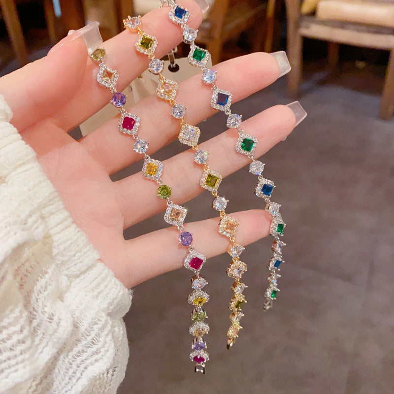 Micro-Set Colorful Zircon Diamond Bangle | Real Gold Plating | 3 Colors