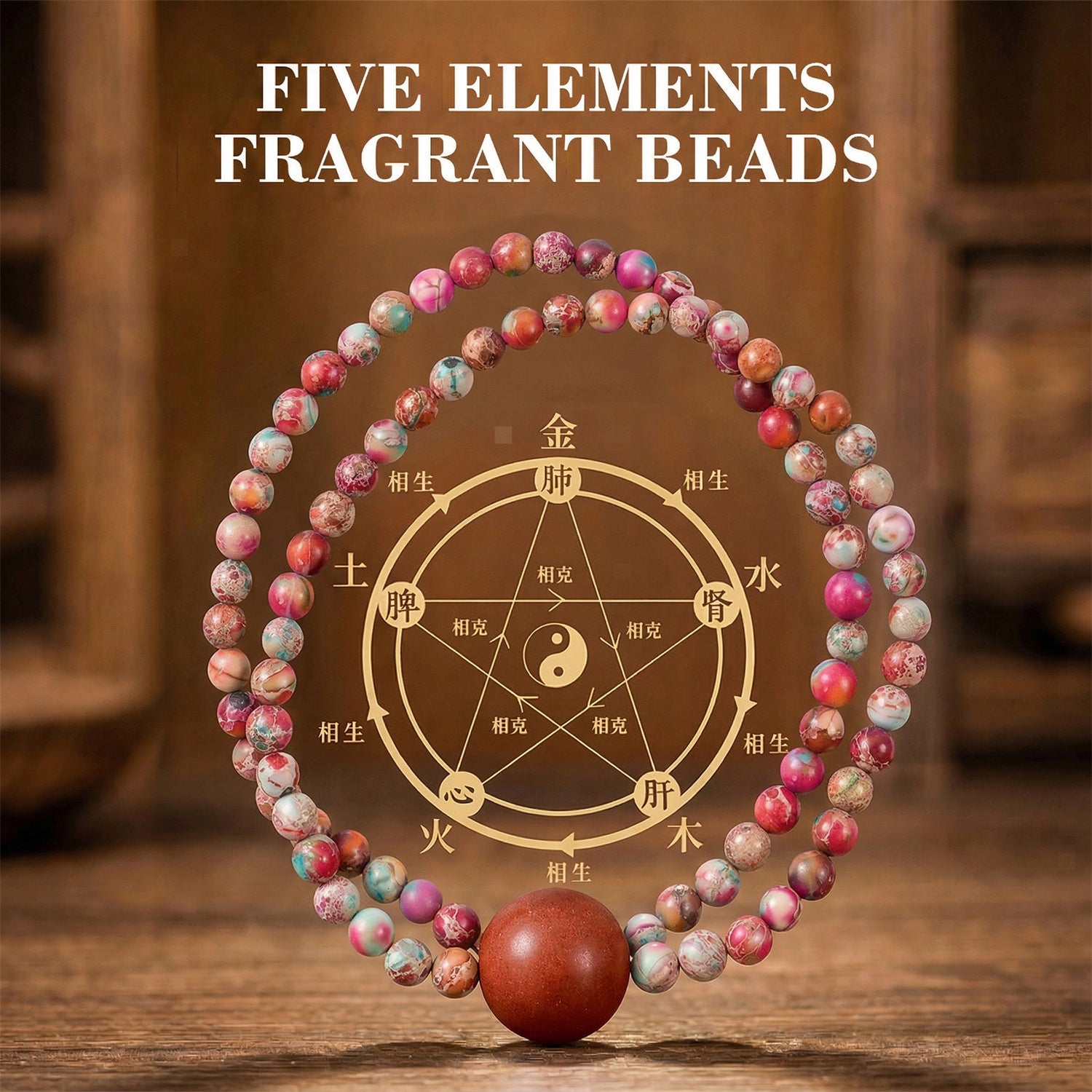 Five Elements Wu Xing Bracelet | TCM Feng Shui | Natural Stone | Energy Balance