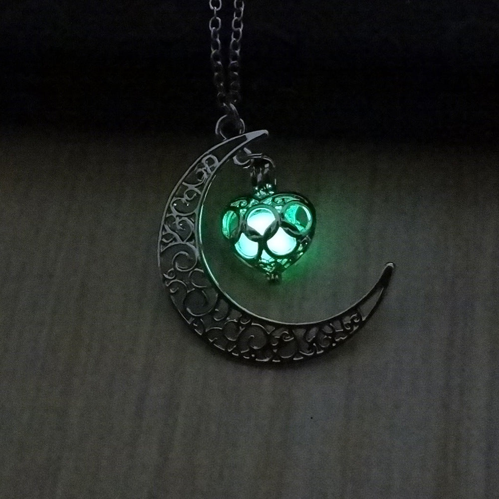 Glowing Pendant Necklaces, Silver Plated