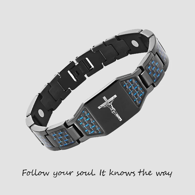 Titanium Steel Geometric Bracelet | Gold-Plated Gem Inlay | 5 Color Combinations