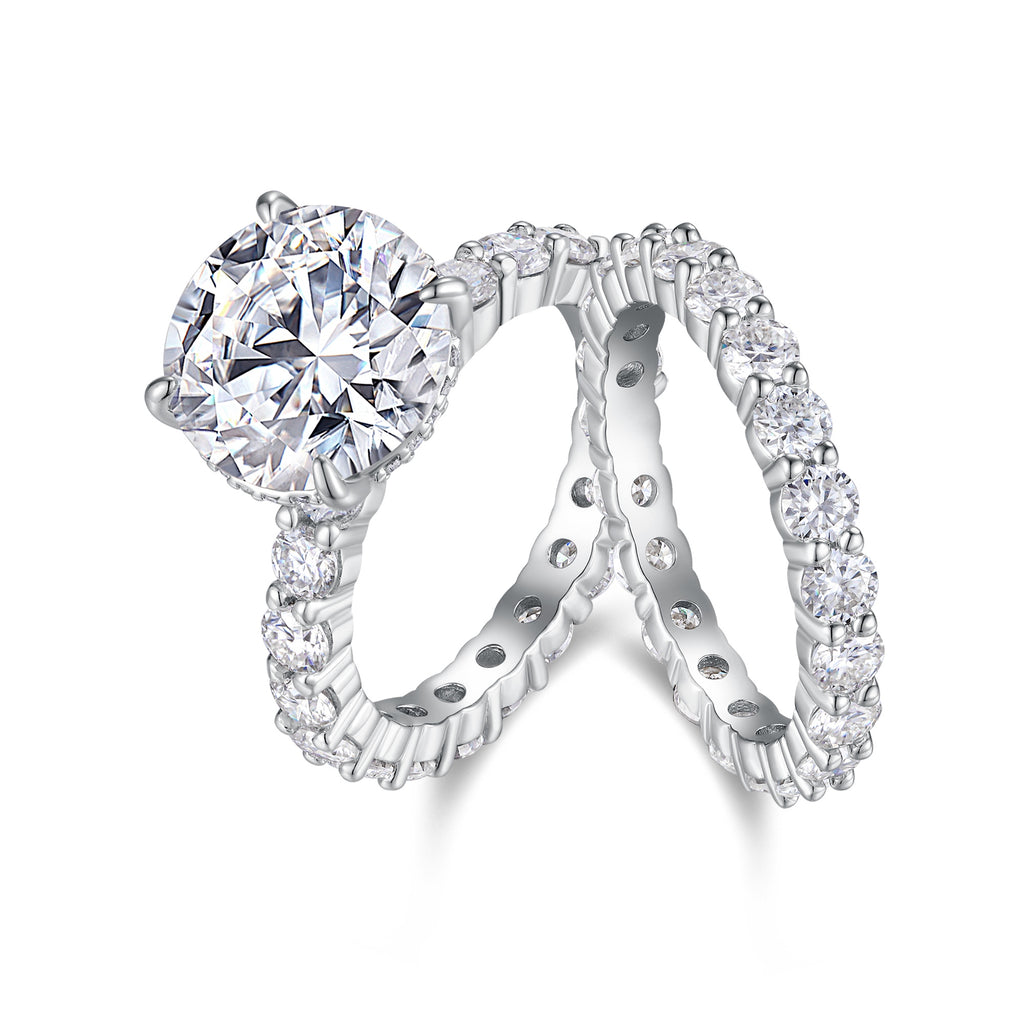 Time Vow - Fashionable Men’s And Women’s Ring Row Jewelry Set With 5-carat Moissan Diamond