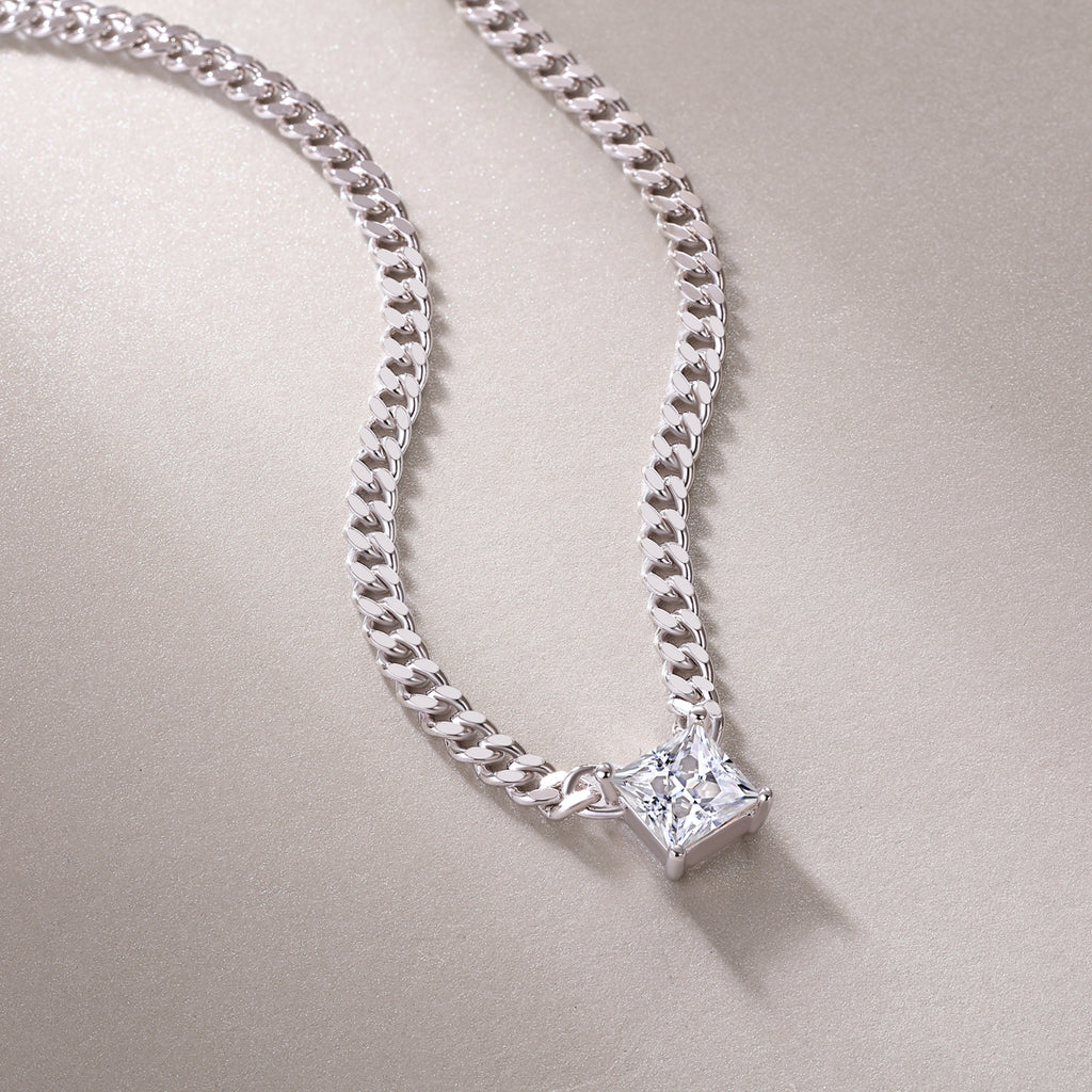 Zhang Yang - Square Moissanite Statement Pendant Necklace