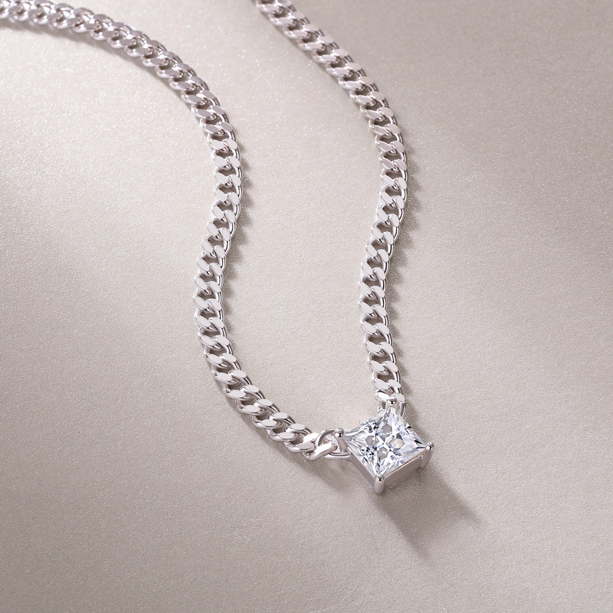 Zhang Yang - Square Moissanite Statement Pendant Necklace