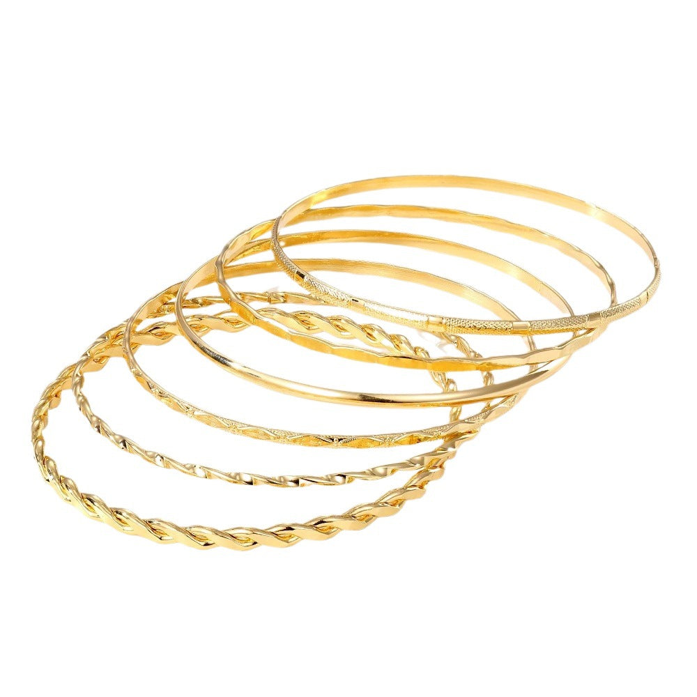 6-Piece Bohemian Chain Bracelet Set | Musical Note & Geometric | Gold