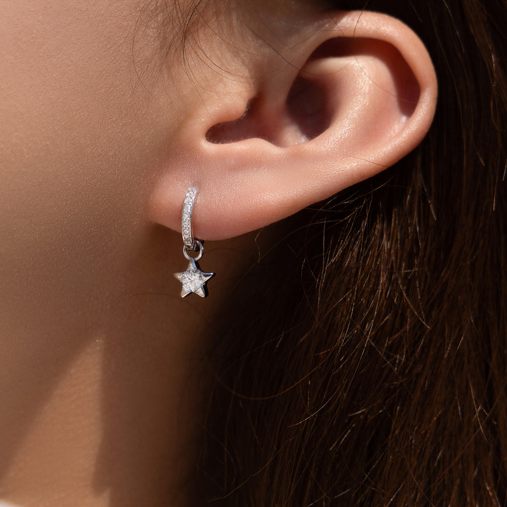 S925 Sterling Silver Diamond Star Earrings | Five-Pointed Star | Versatile Fine Jewelry