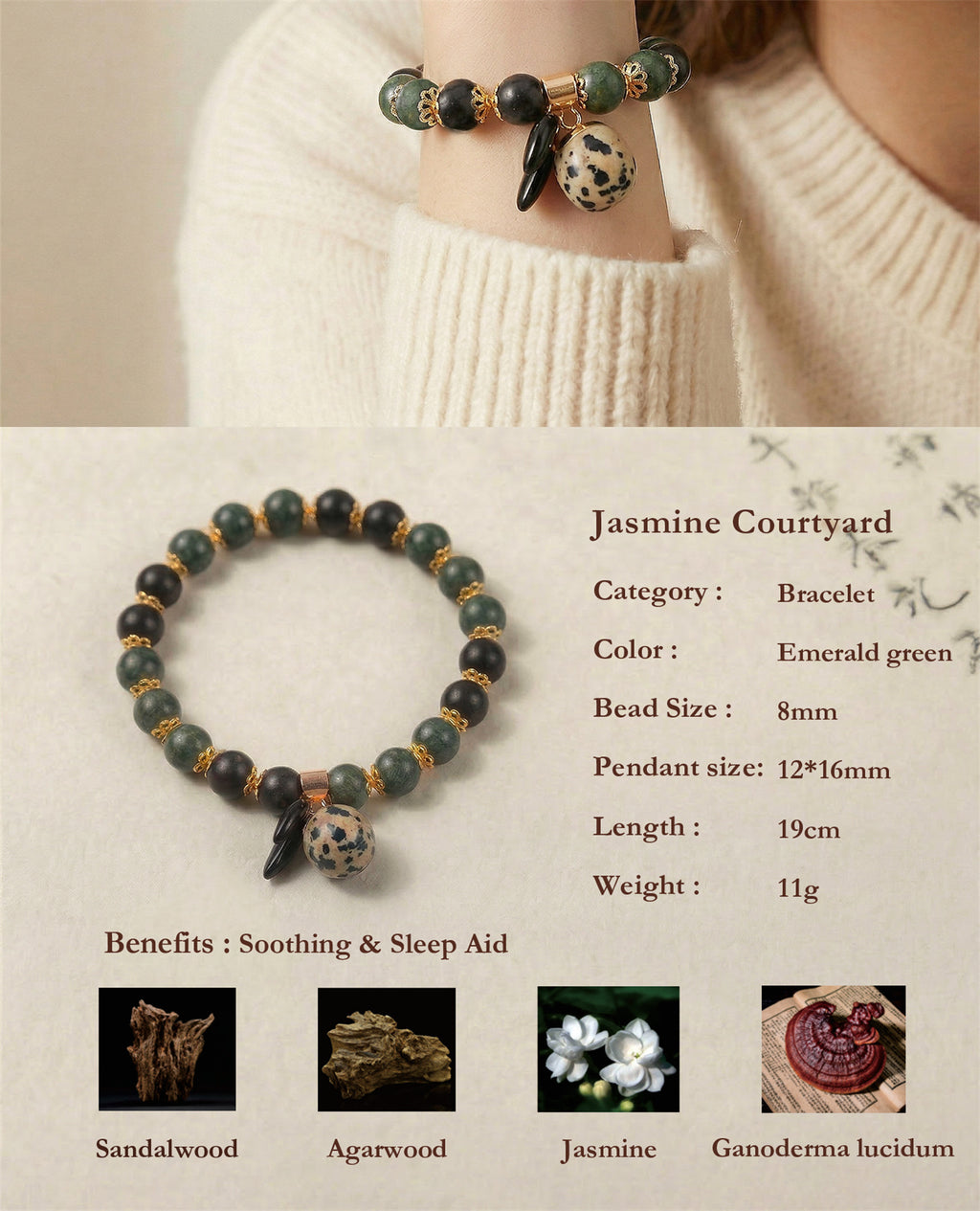 Five Elements Wu Xing Bracelet | TCM Feng Shui | Natural Stone | Qi Harmonizer
