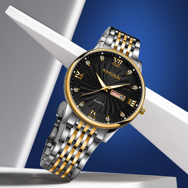 Men's Calendar Quartz Watch | Luminous Hands | 42mm | Day & Date | Steel & Leather | 8 Styles