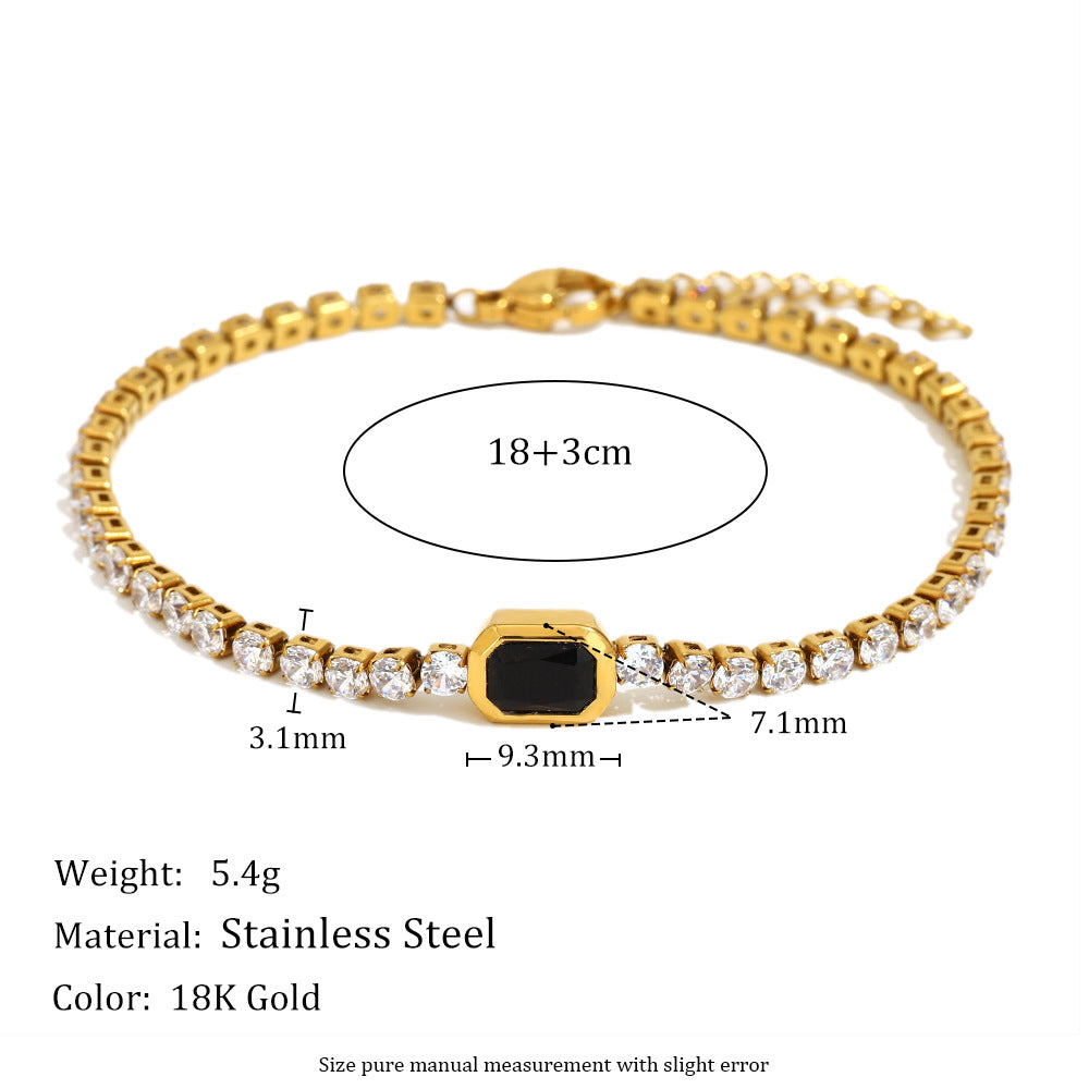 18K Gold-Plated Zircon Geometric Bracelet | Stainless Steel | 4 Two-Tone Colors | All-Match