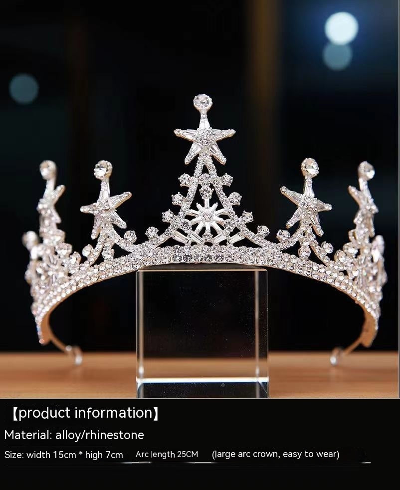 High-Grade Luxury Bridal Crown | Natural Style | Gold & Silver | Electroplated Alloy | Hair Jewelry