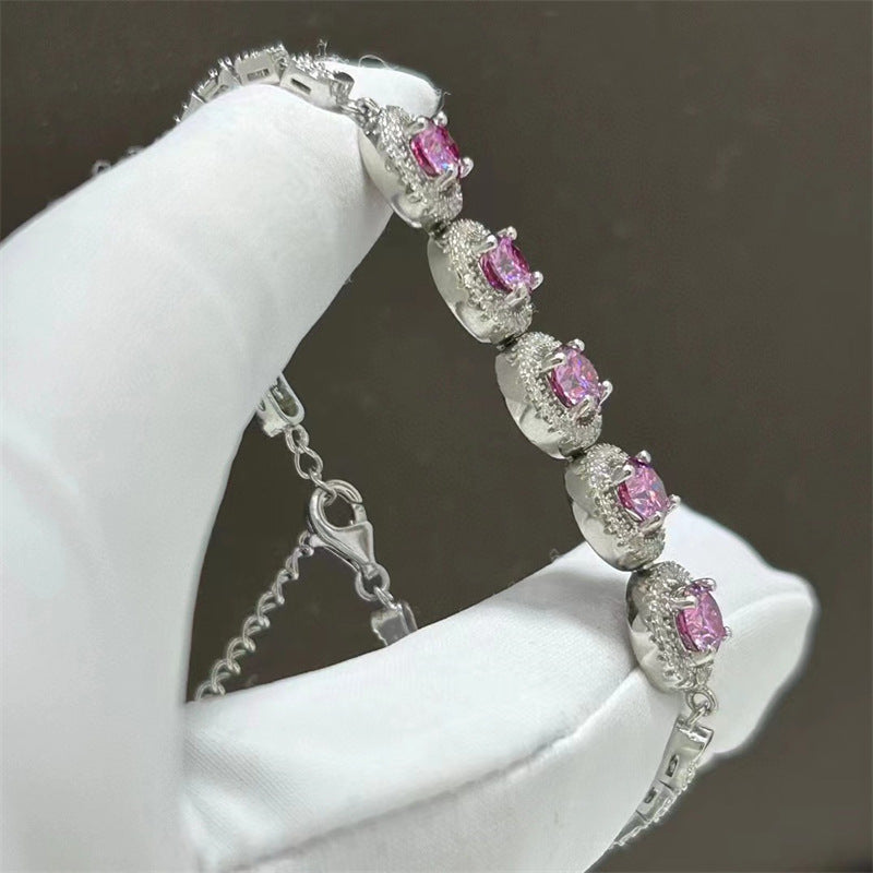 Pink Diamond Moissanite Bracelet | 2.5K Full Diamond Women's