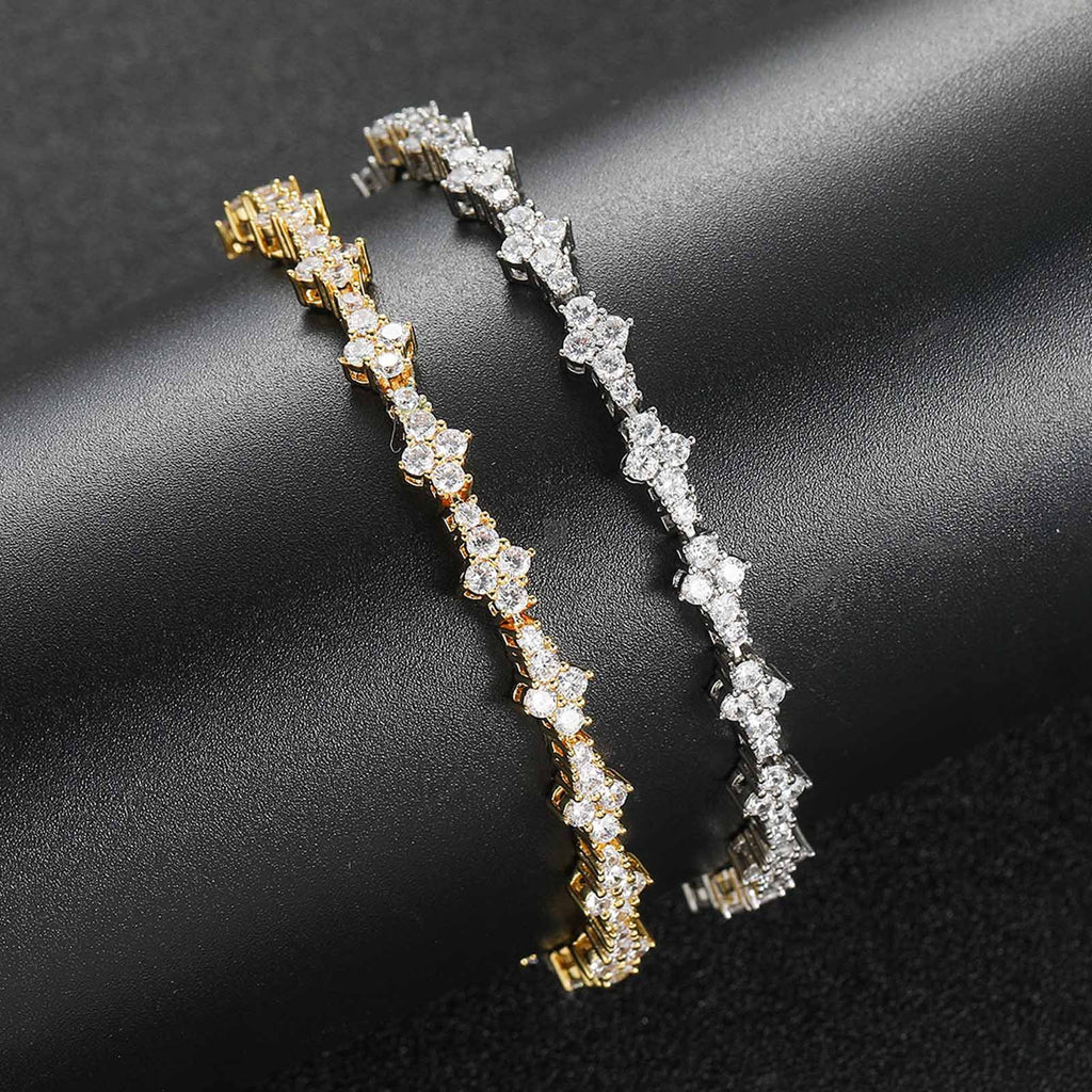 Plum Tennis Chain Zircon Bracelet | Hip Hop | Gold & Silver | 3 Sizes