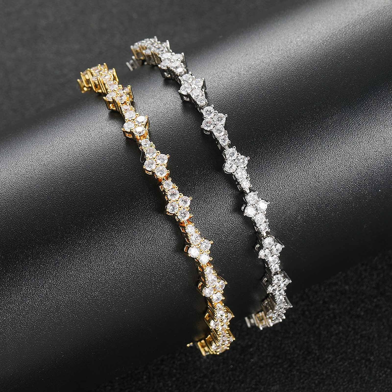 Plum Tennis Chain Zircon Bracelet | Hip Hop | Gold & Silver | 3 Sizes