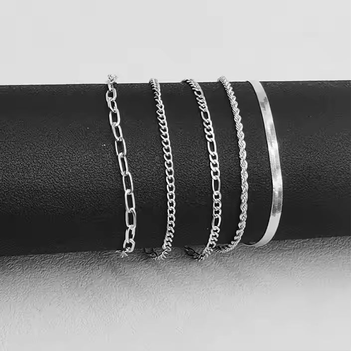 5pcs Silver Bracelets For Women, 14K Silver Plated