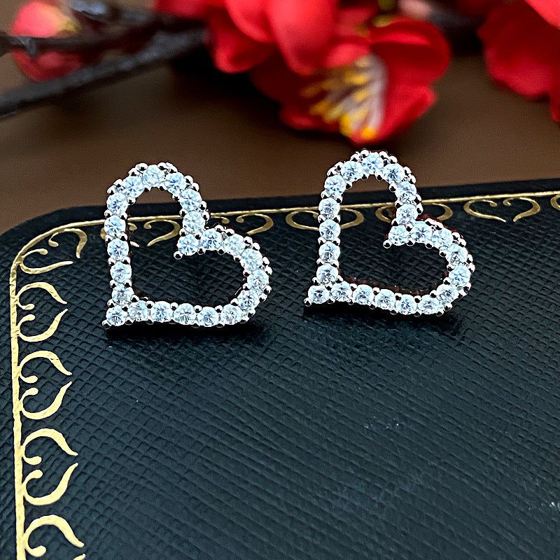 Hollowed-Out Heart Stud Earrings | Korean Style | Gold & Silver | All-Match