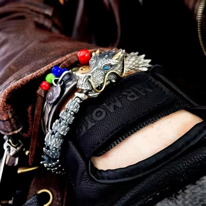 Handmade Dragon Head Bracelet | Silver | Retro Zodiac | 3 Sizes