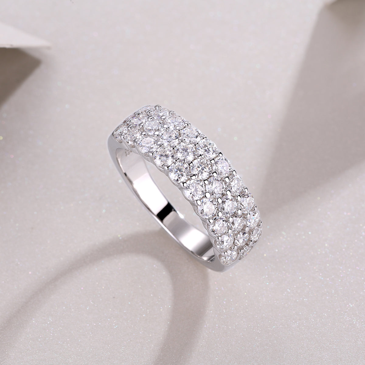 Multi-row Diamond Ring Luxury Silver Ring