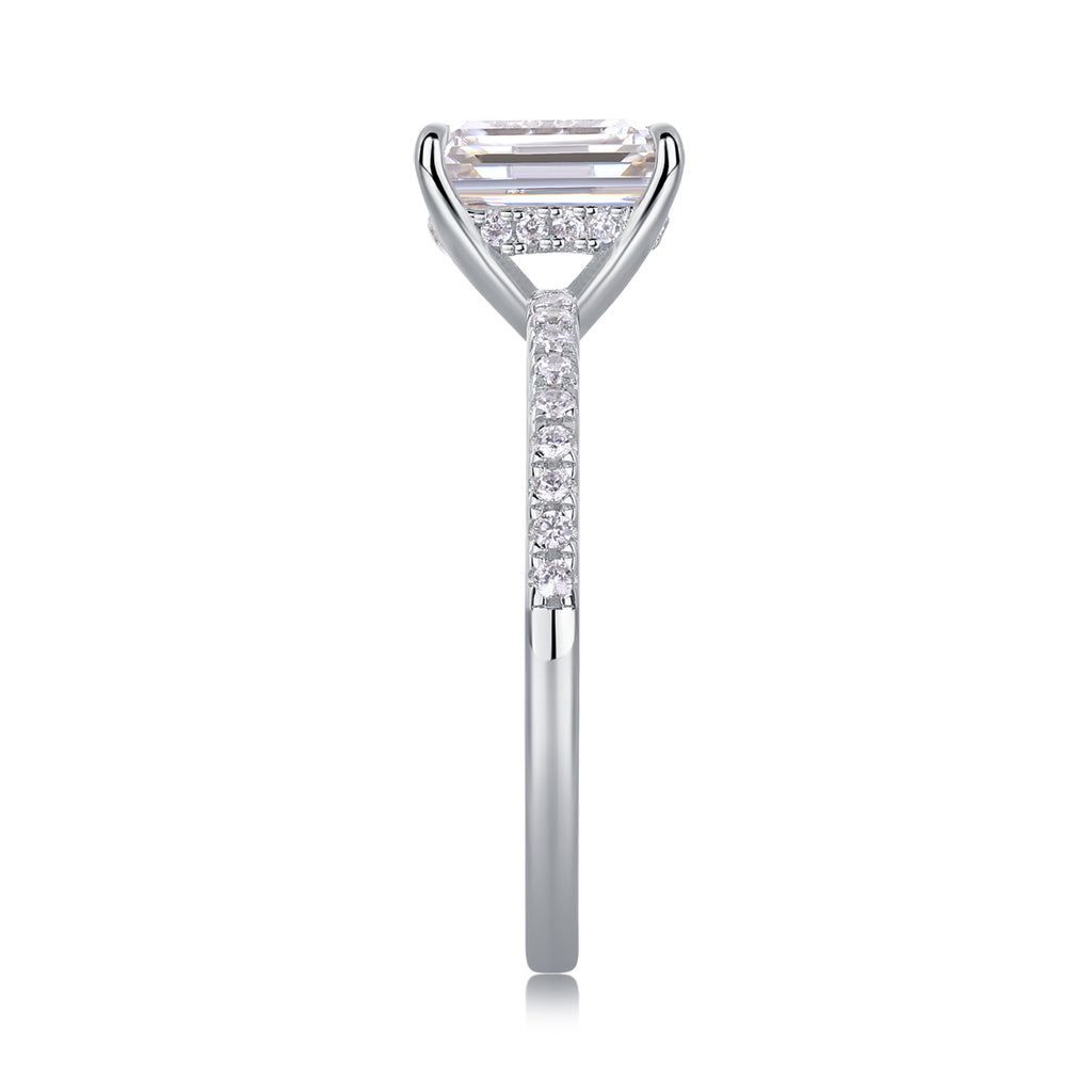 Square Diamond Ring Luxury Silver Ring