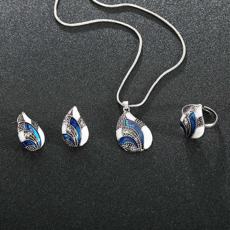 Water Drop Jewelry Set | Necklace, Earrings & Ring | Gold & Silver