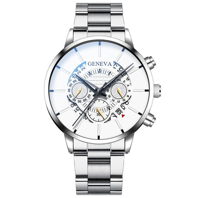 Steel Band Calendar Quartz Watch | 43mm | 10 Colors