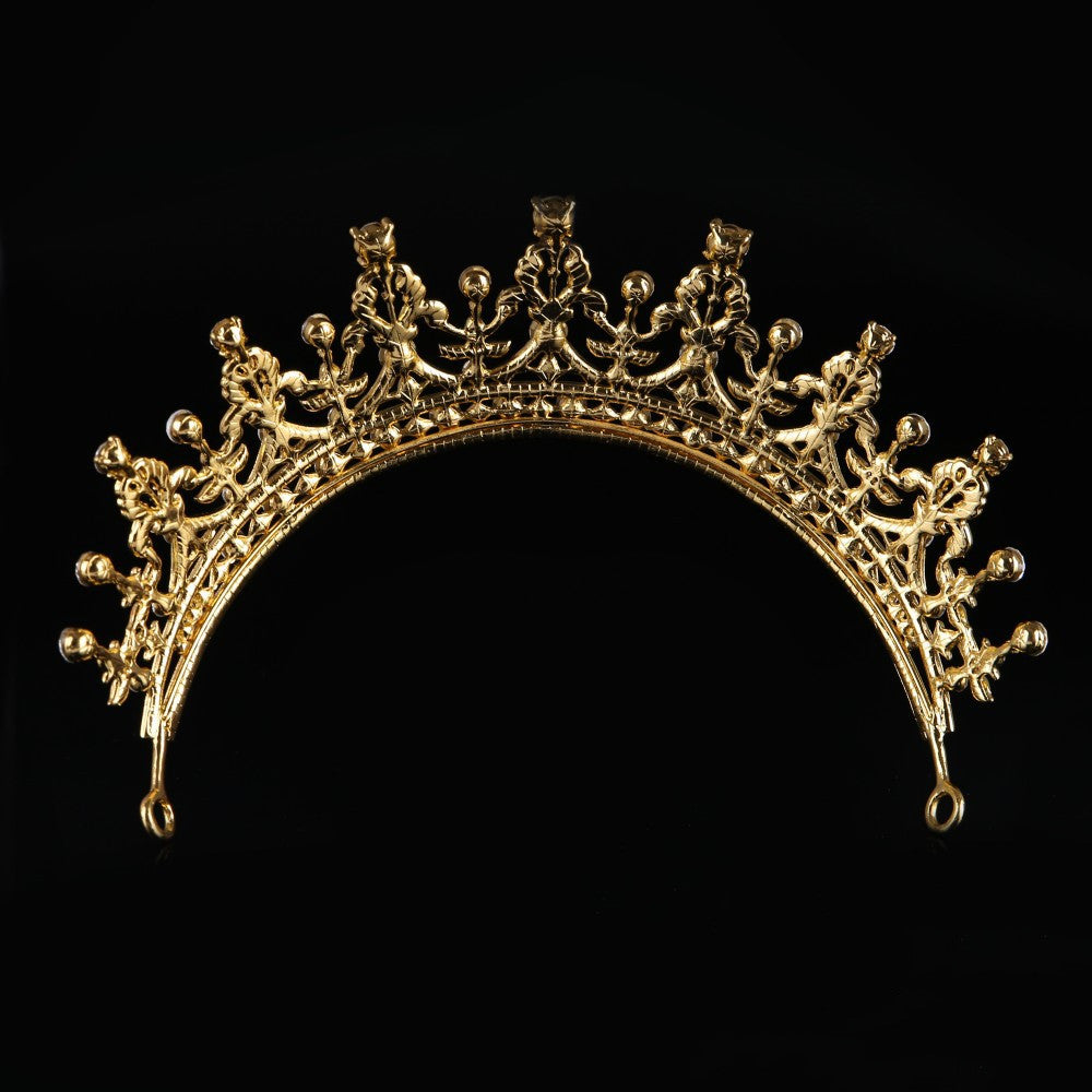 Queen Bridal Wedding Crown Headdress | Diamond Detail | 3 Finishes | Bridal Hair Jewelry