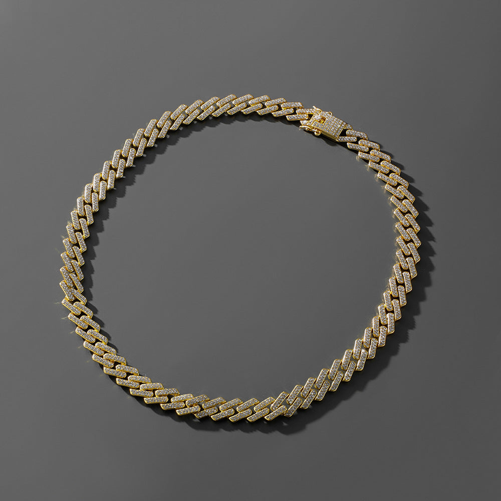 Full Diamond Cuban Link Chain | Necklace & Bracelet | Gold & Silver | Hip Hop