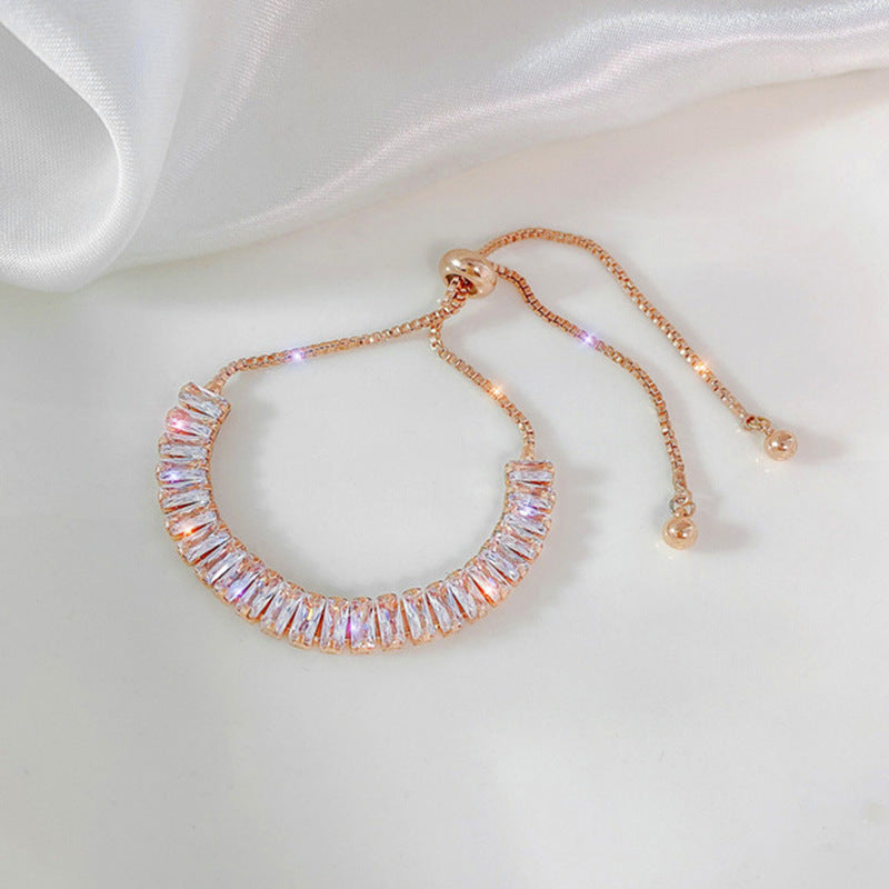Rhinestone Geometric Tassel Bracelet | Adjustable | Gold, Rose Gold & Silver