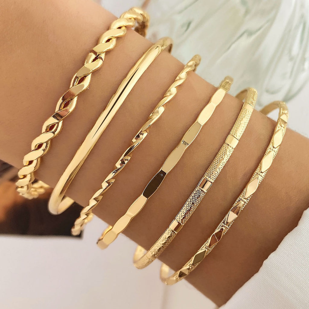 6-Piece Bohemian Chain Bracelet Set | Musical Note & Geometric | Gold