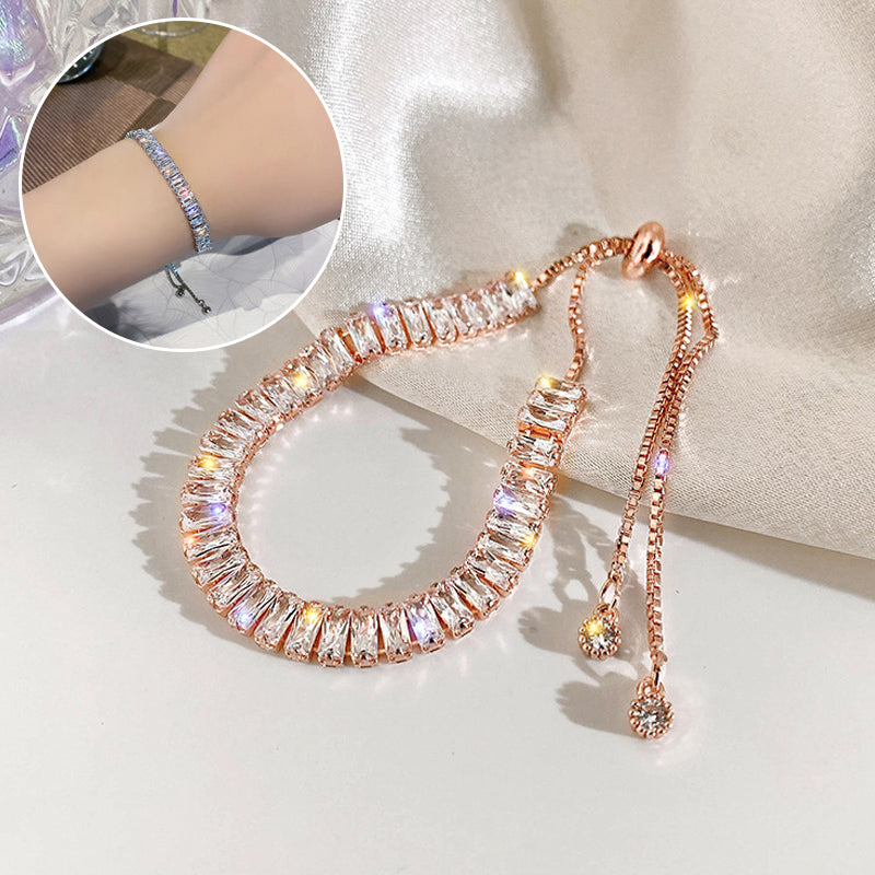 Rhinestone Geometric Tassel Bracelet | Adjustable | Gold, Rose Gold & Silver
